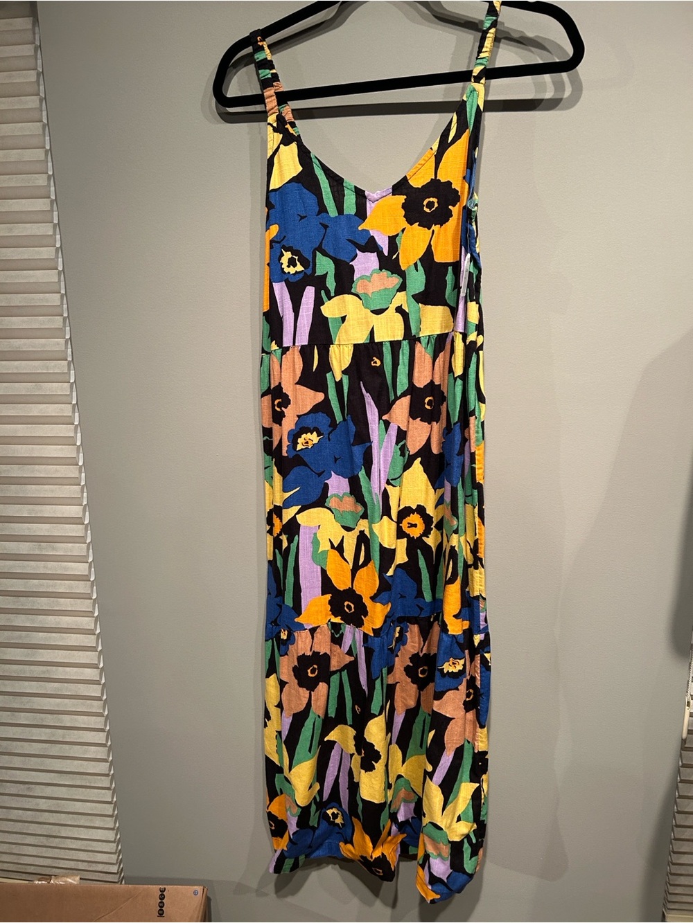 Roxy Black Floral Maxi Dress with Blue, Yellow & Green